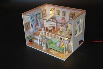 Деревянные игрушки Hongda 2023 Diy House Micro Modern Doll House Miniature Build Kitdollhouse Miniatures Furniture